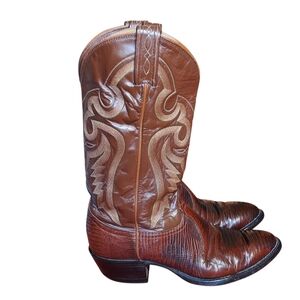 Tony Lama Vintage Black Label 8540 Brown Leather Exotic Teju Lizard Western